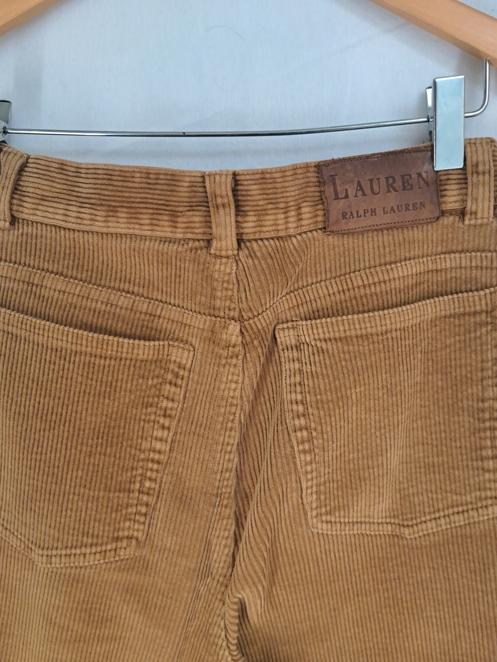 Lauren Ralph Lauren Corduroy Pants Tan Camel High Rise Stretch Tapered Size 4 - Picture 5 of 8